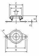 Supporto antivibrante a campana 48x23mm con foro Ø 8mm