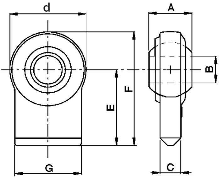 Supporto inferiore rotula sferica con Ø 34mm testa Ø 96mm e interasse 65mm