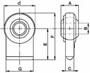 Supporto inferiore per rotula sferica Ø 22mm foro 22,1mm