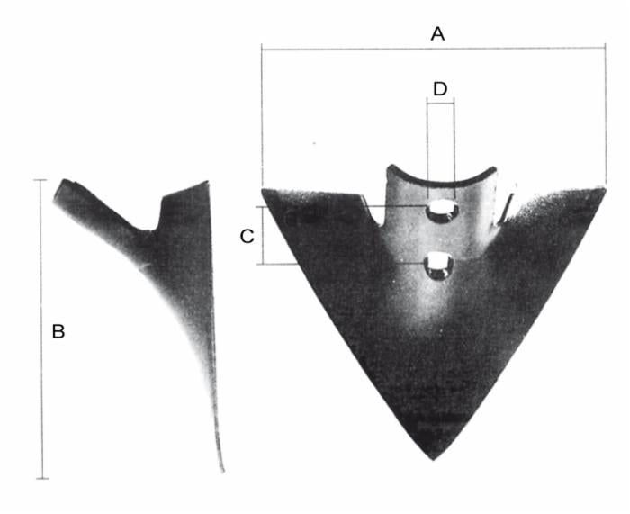Vomere 260x200 centrale per molla quadra confezione da 2 pezzi
