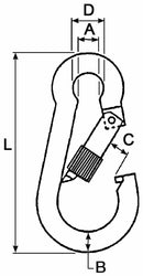Moschettone con ghiera filo ø 6mm confezione da 5 pezzi