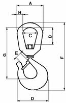 Gancio girevole con sicura portata 3200kg