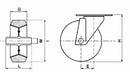 Ruota gommata 150x40mm supporto fisso