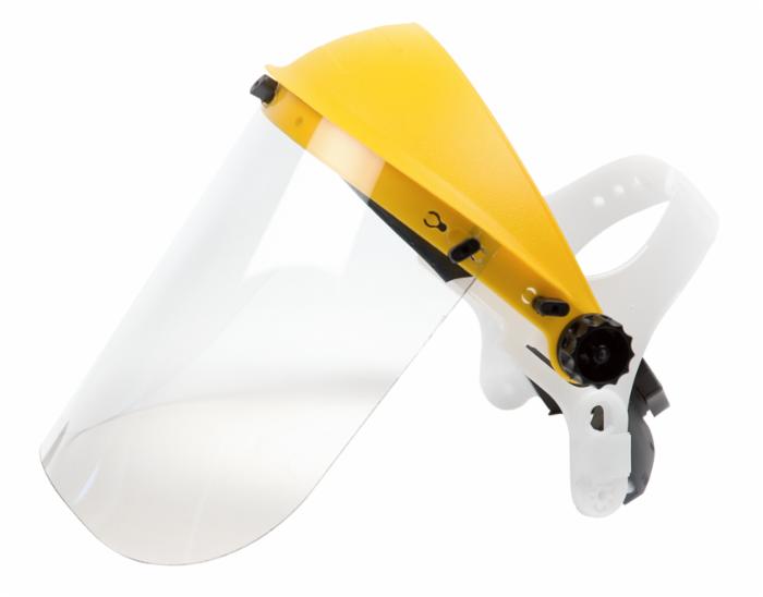 Visiera protettiva professionale in policarbonato gialla certificata CE-EN 10 pezzi confezione da 5 pezzi