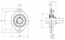 Supporto Flangia 2 Fori SBPFL 205 Ø Cuscinetto 25mm confezione da 2 pezzi