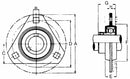 Supporto a flangia triangolare in lamiera stampata SBPFT 205 con cuscinetto Ø 25mm