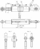 Terzo punto idraulico Ama cat. III per trattori lunghezza max 900mm alesaggio 80mm