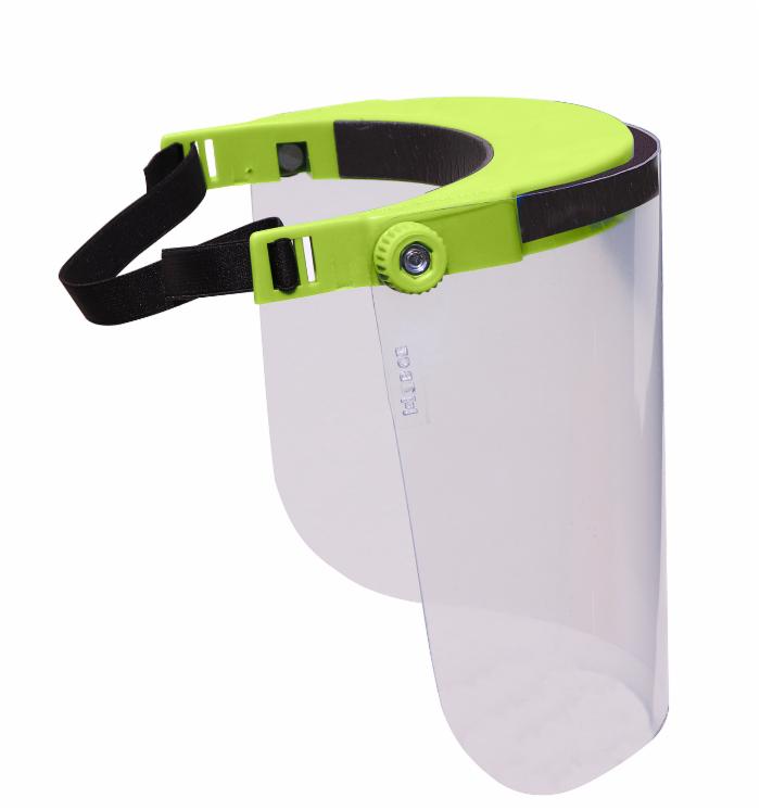 Visiera verde regolabile in policarbonato certificata 160g per protezione con banda elastica confezione da 10 pezzi