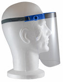 Visiera azzurra regolabile in policarbonato trasparente leggera e resistente per protezione da agenti patogeni 130g confezione da 10 pezzi