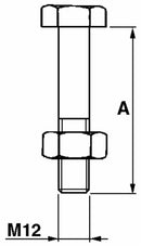 Bullone esagonale M12x80 per staffe confezione da 25 pezzi