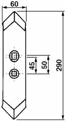 Vomere reversibile 60x12 interasse 45-50mm confezione da 3 pezzi