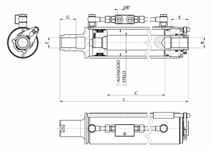 Terzo punto idraulico 90x50x210mm