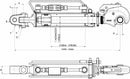 Terzo punto idraulico per trattore alesaggio 80mm Ø stelo 40mm lunghezza 562-747mm con gancio rapido III cat.