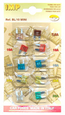 Blister 10 mini fusibili bilama 11x15mm confezione da 10 pezzi