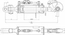 Terzo punto idraulico per trattore III cat. alesaggio 100mm Ø stelo 45mm lunghezza 760-1040mm versatile e resistente