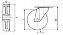 Ruota nylon Ø 80mm con supporto fisso confezione da 2 pezzi