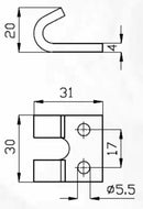 Riscontro per chiusura registrabile a "T" 30x19mm confezione da 10 pezzi