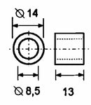 Distanziale Gommino Vetro Ø Est 14mm Ø Int 8,5mm Alt 13mm confezione da 10 pezzi