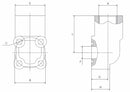 Flangia per  pompa oleodinamica 4 fori 1/2” interasse 30mm