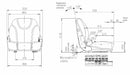 Sedile MUL020MA in sky nero con sospensione meccanica microswitch e cintura