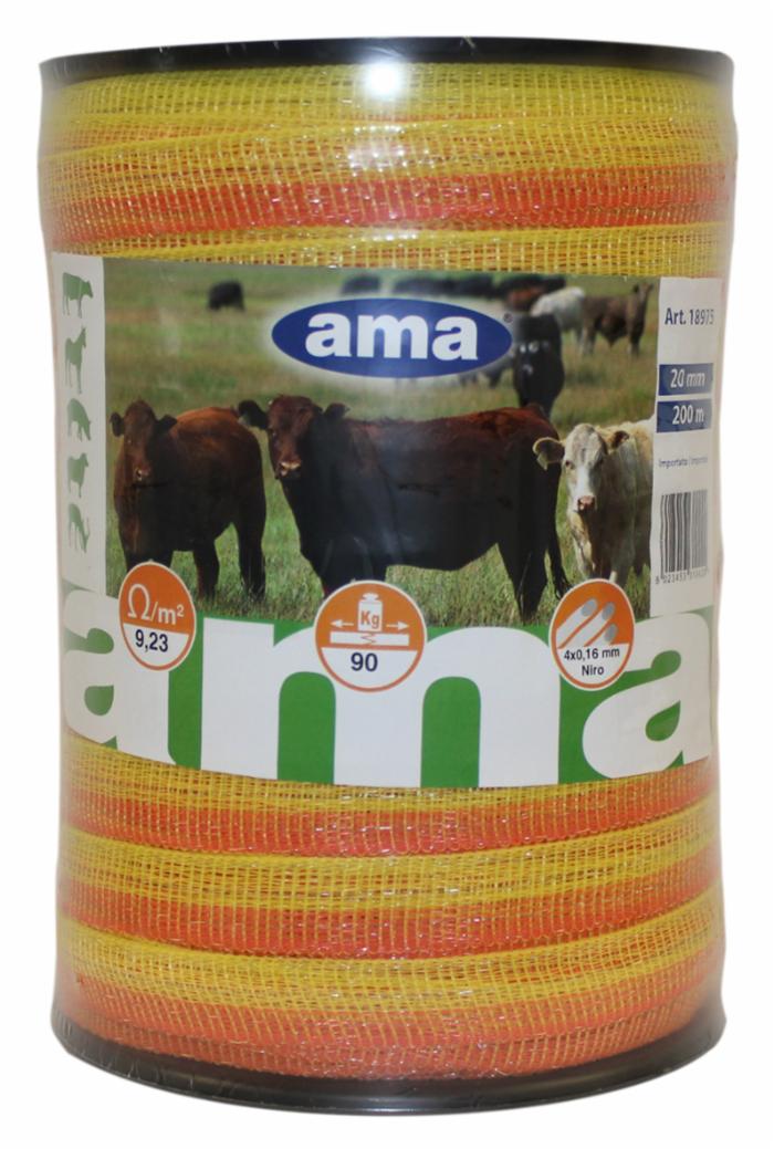 Banda per recinti elettrici da 20mm lunghezza 200m resistenza max 90kg
