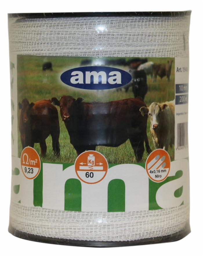 Banda recinto elettrico bianca lunghezza 200m larghezza 10mm