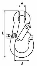 Moschettone filo diametro 7mm lunghezza 70mm confezione da 15 pezzi