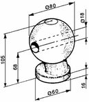 Sfera per sistema ribaltamento rimorchi Ø 78 mm con foro Ø 18 mm