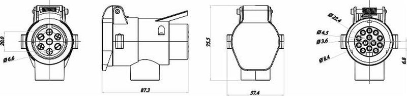 Adattatore con spina 7 poli e presa 13 poli