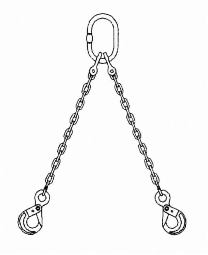 Tirante catena a due bracci con ganci lunghezza 2000mm e Ø 8mm