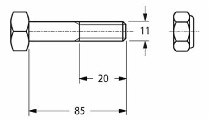 Vite esagonale M11 per grilli