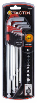 Set da 9 chiavi maschio esagonale piegate modello extra lungo