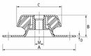 Supporto antivibrante a campana con antistrappo ø 60,M10