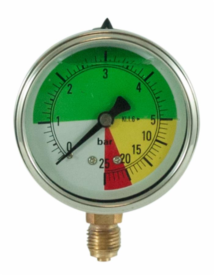 Manometro isometrico alla glicerina con cassa in acciaio Ø 63 scala 0-20/40/60 bar