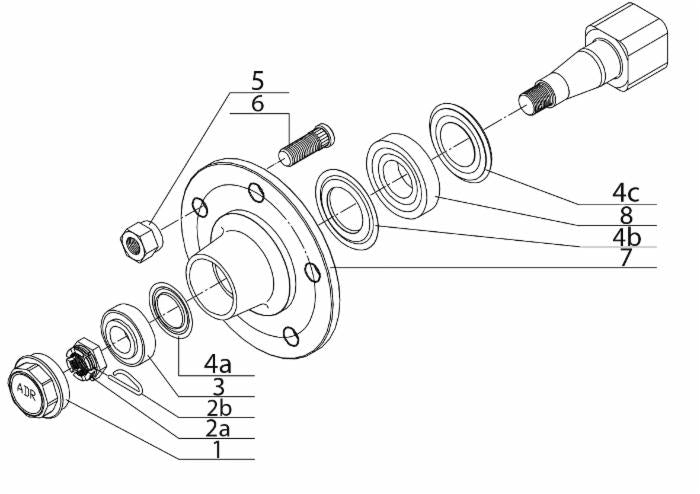 Assale senza freno Q40 a 5 fori l = 1200mm