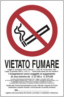 Cartello segnaletica "vietato fumare" con legge 30x20 confezione da 3 pezzi
