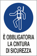 Cartello segnaletica "obbligatora cintura di sicurezza" 30x20 confezione da 3 pezzi
