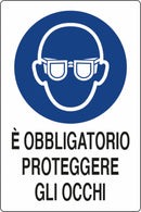 Cartello segnaletica "obbligatorio proteggere gli occhi" 30x20 confezione da 5 pezzi