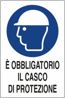 Cartello segnaletica "obbligatorio casco di protezione" 30x20 confezione da 3 pezzi