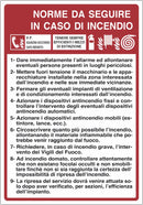 Cartello segnaletica "norme caso incendio" 50x35