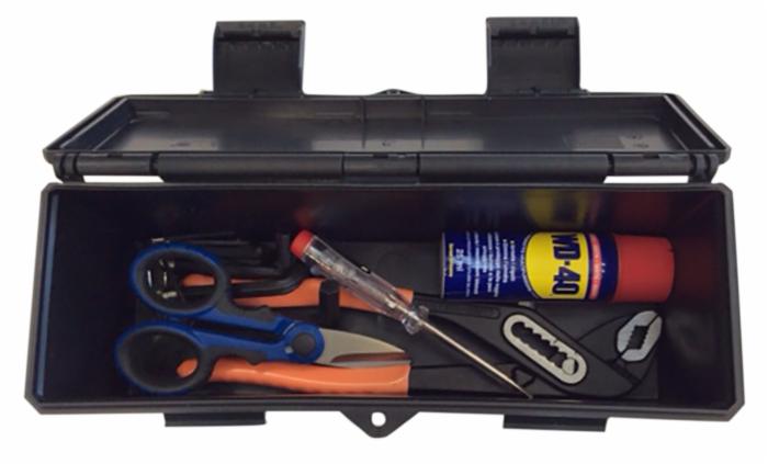 Cassetta porta attrezzi 280x89x107mm con utensili