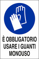 Segnaletica Covid-19 obbligo guanti monouso confezione da 10 pezzi