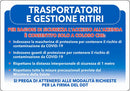 Segnaletica Covid-19 avviso trasportatori e ritiri confezione da 10 pezzi