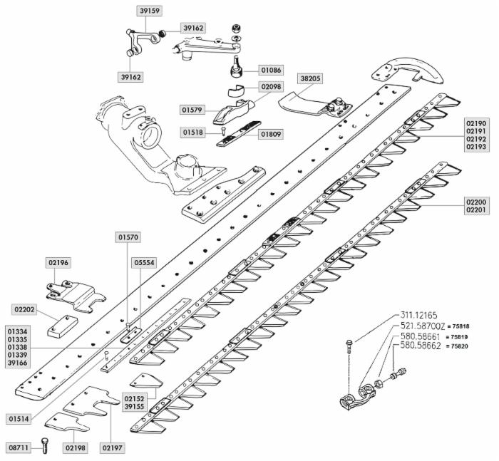 Attacco Lama Falciatrice Nylon Anti-usura BCS 59048494 confezione da 5 pezzi