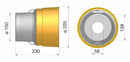 Controcuffia tonda media Ø150 - 225 e lunghezza 230mm