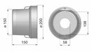 Controcuffia tonda in plastica rigida,lunghezza 150mm