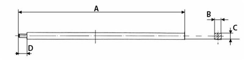 Asse porta dischi frangizolle di 1008mm sezione 25x25mm