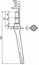 Dente per erpice lunghezza 300mm foro M20