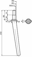Dente per erpice lunghezza 310mm foro M20