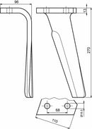 Dente per erpice lunghezza 270mm larghezza 110mm